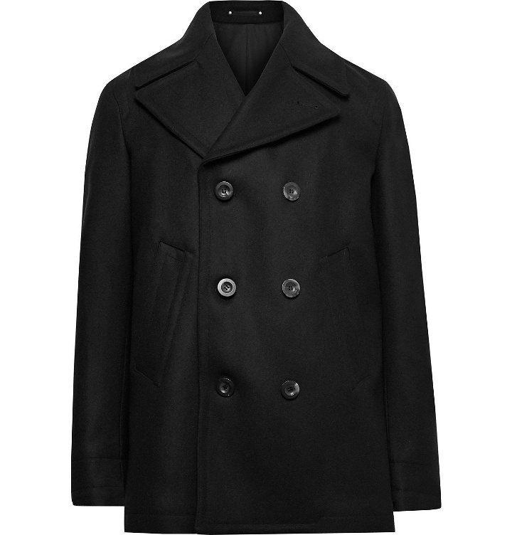 Photo: Private White V.C. - Double-Breasted Melton Wool Peacoat - Black