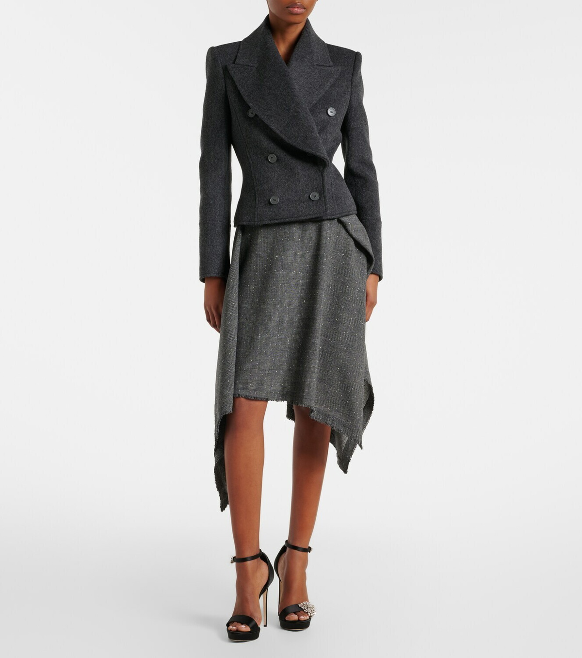 McQueen Prince of Wales check wool midi skirt