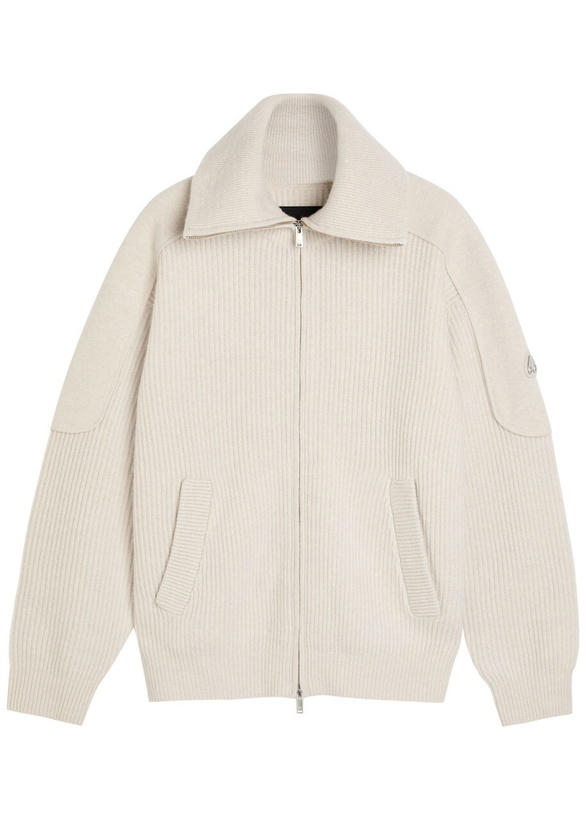 Photo: Moose Knuckles Colson Ribbed Wool Sweatshirt Beige