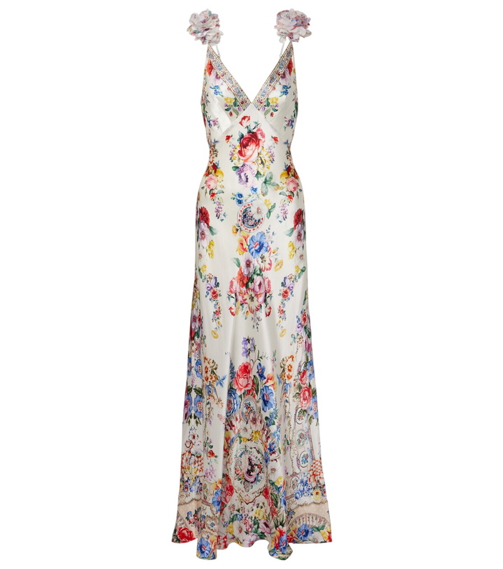 Photo: Camilla Embellished floral silk slip dress