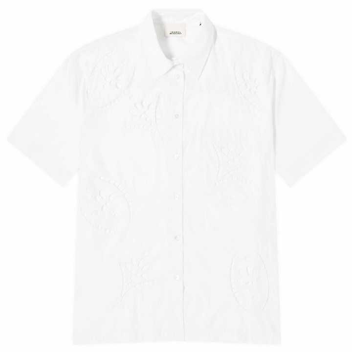 Photo: Isabel Marant Women's Bilya Embroidered Short Sleeve Shirt in White