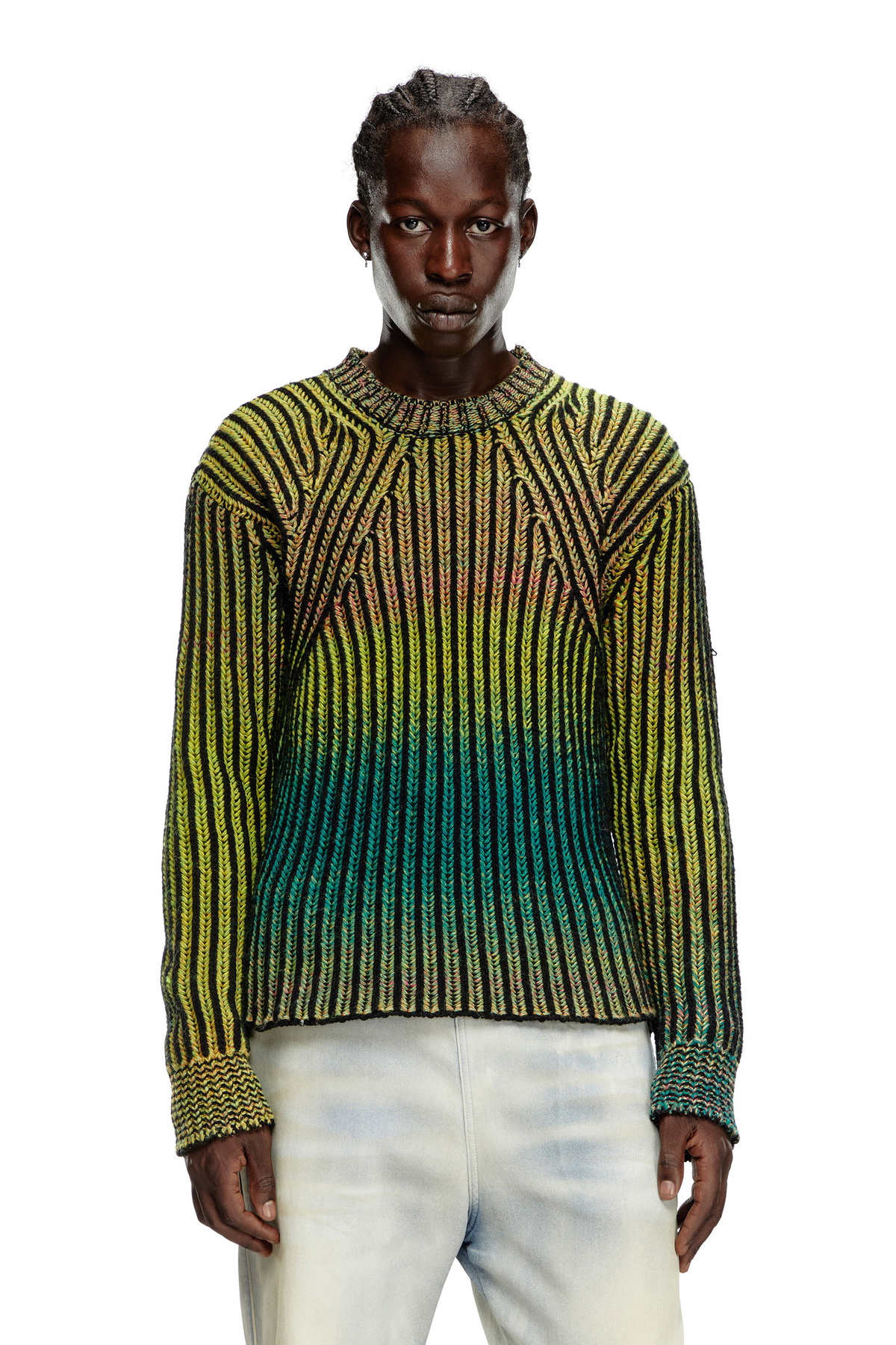 Diesel Striped ribbed jumper in wool blend - Knitwear Mens in Diesel Striped ribbed jumper in wool blend - Knitwear Mens in