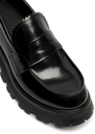 Alexander Mcqueen Wander Glossed Leather Penny Loafers Black
