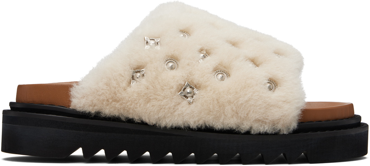 Toga Virilis Off-White Shearling Sandals