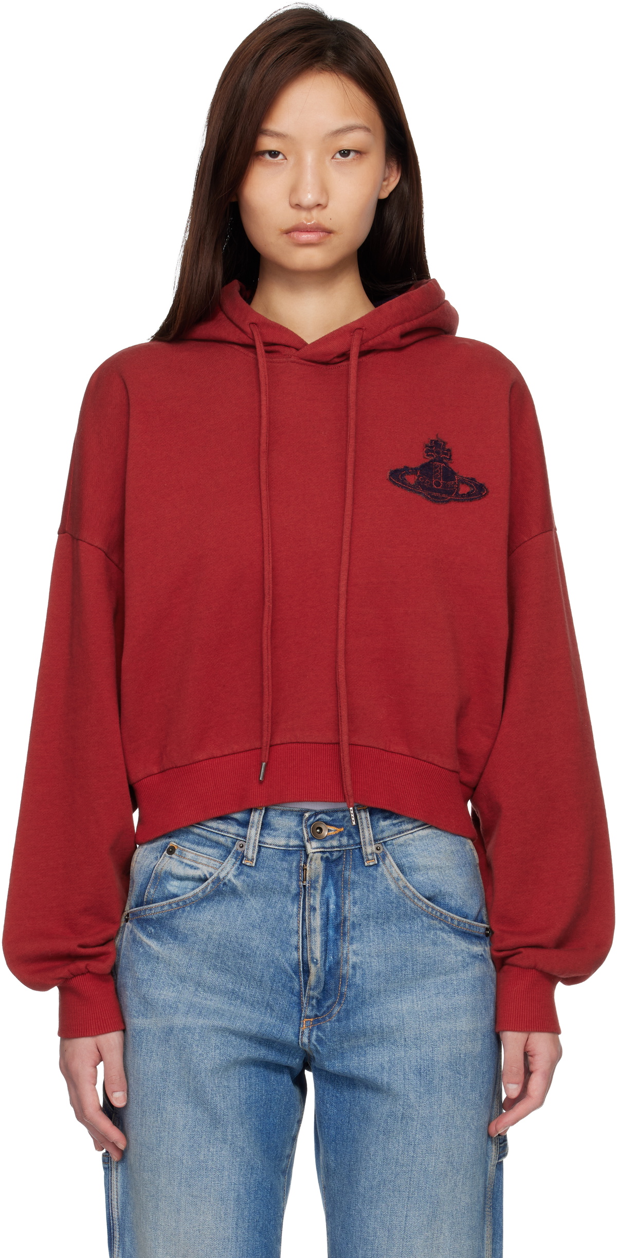 Vivienne Westwood Red Cropped Box Hoodie