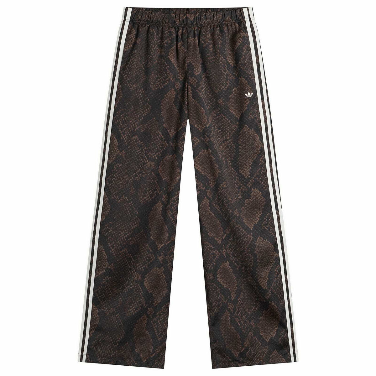 Adidas Women's Satin Wide Leg Track Pant in Earth Strata/Aurora Coffee