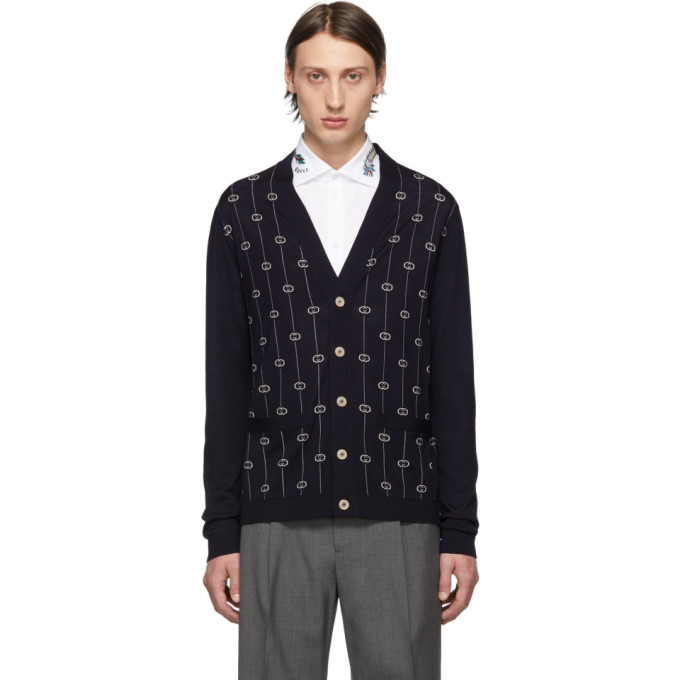 Photo: Gucci Blue Interlocking G Stripe Cardigan