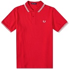 Fred Perry Authentic Men's Slim Fit Twin Tipped Polo Shirt in Red/White