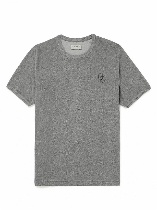 Photo: Oliver Spencer - Logo-Embroidered Cotton-Blend Terry T-Shirt - Gray