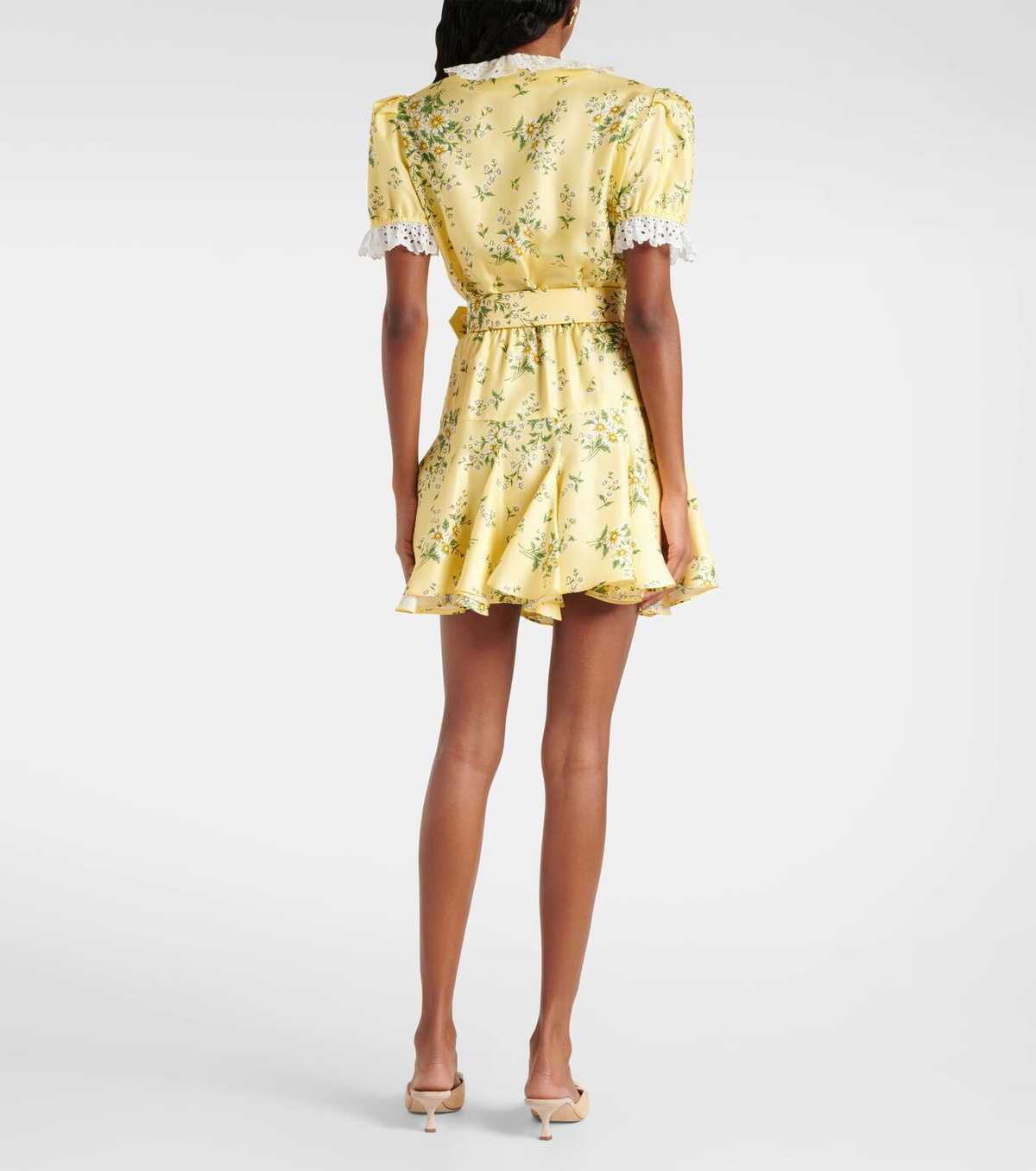 Rodarte Satin and broderie anglaise minidress
