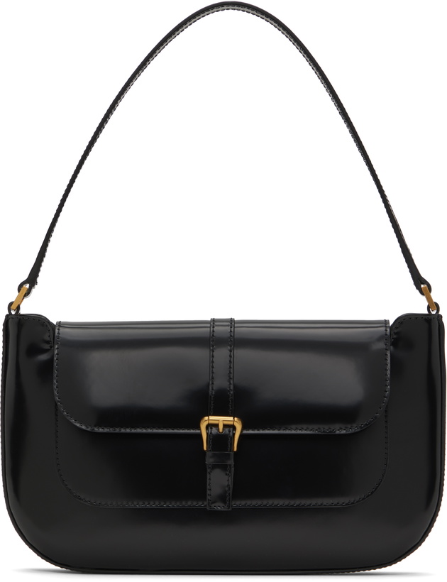 Photo: BY FAR Black Miranda Semi Patent Leather Shoulder Bag