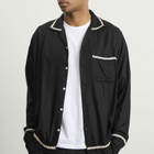 NOMARHYTHM TEXTILE Men's Trim Embroidery Open Collar Shirt in Black