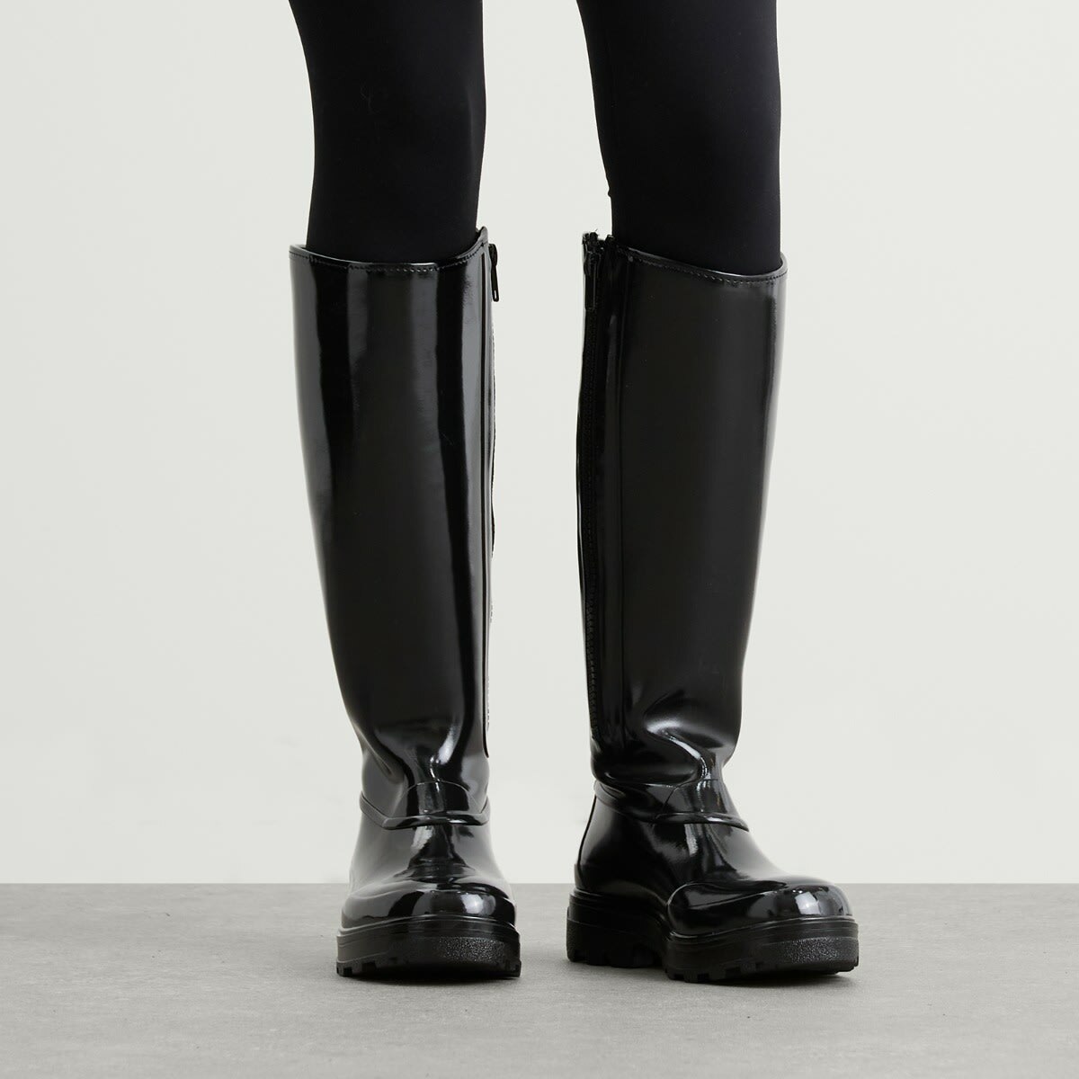 KASSL Editions Women's x Tretorn Tijntje Shiny Knee High Boot in Shiny Black