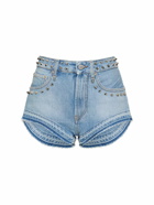ALESSANDRA RICH - Studded Denim Mini Shorts