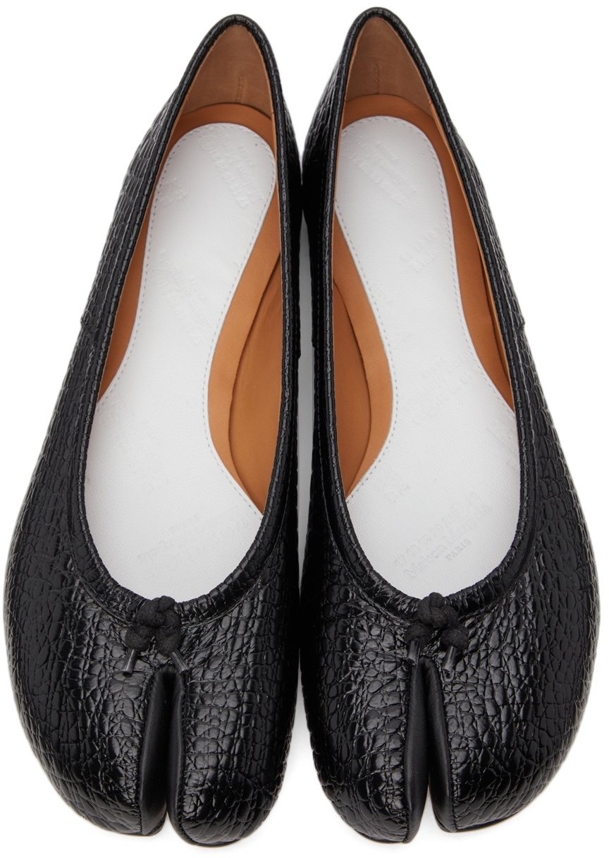 Maison Margiela Black Snake Cracked Tabi Ballerina Flats