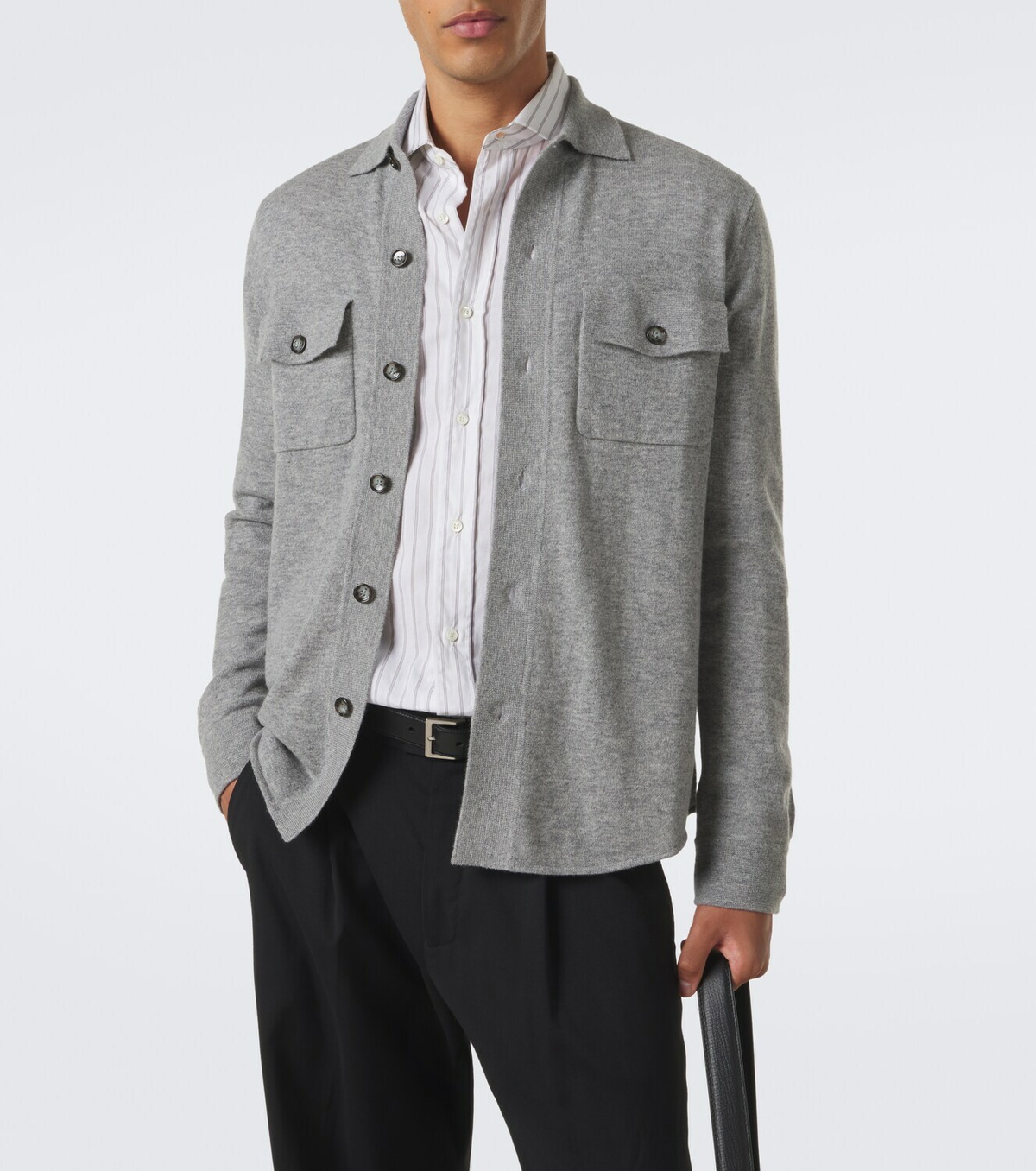 Allude Knitted wool and cashmere shirt