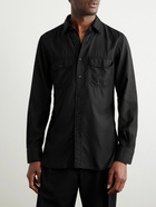 TOM FORD - Cutaway-Collar Twill Shirt - Black