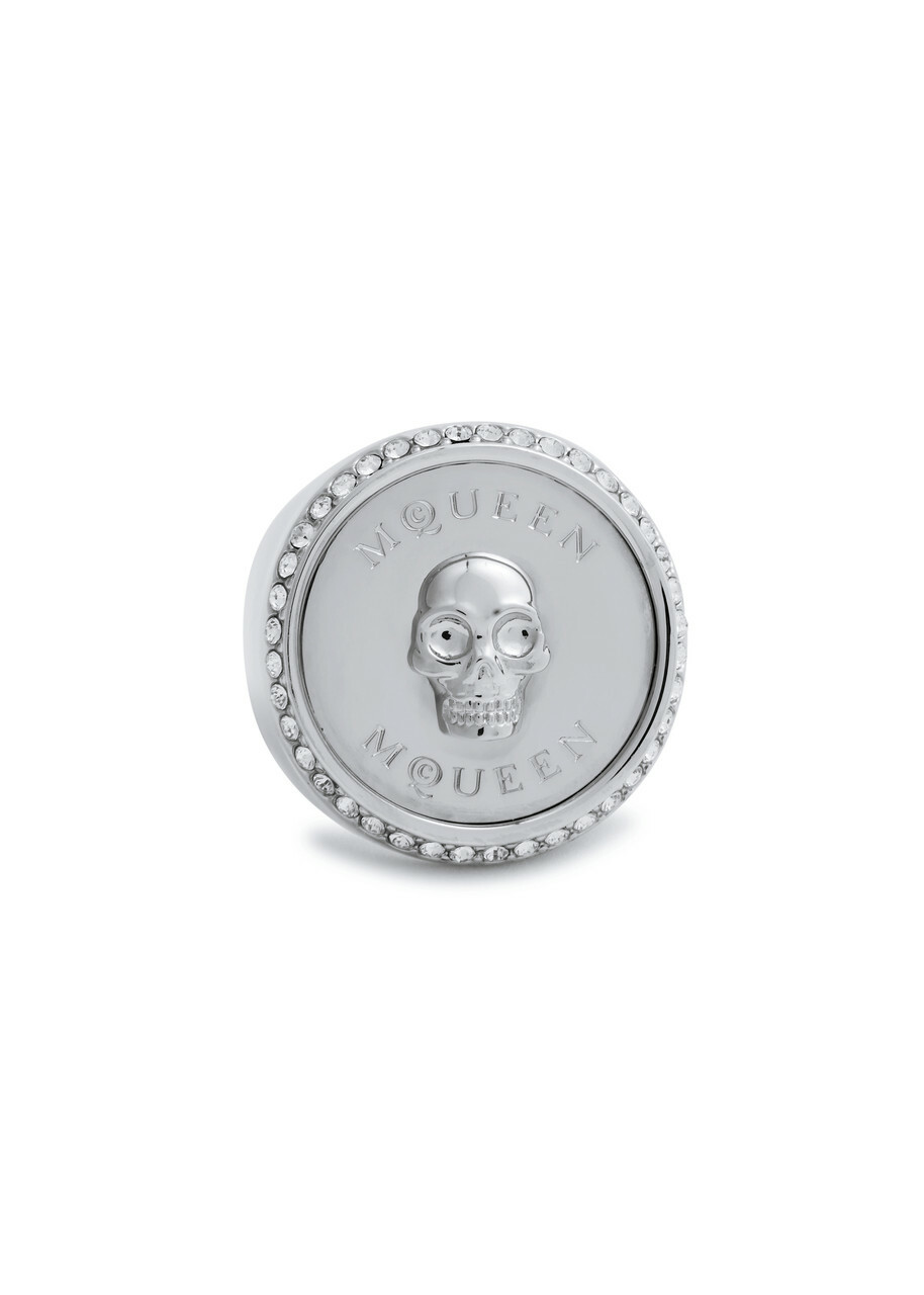 Alexander Mcqueen Sovereign Skull Crystal-embellished Ring Silver
