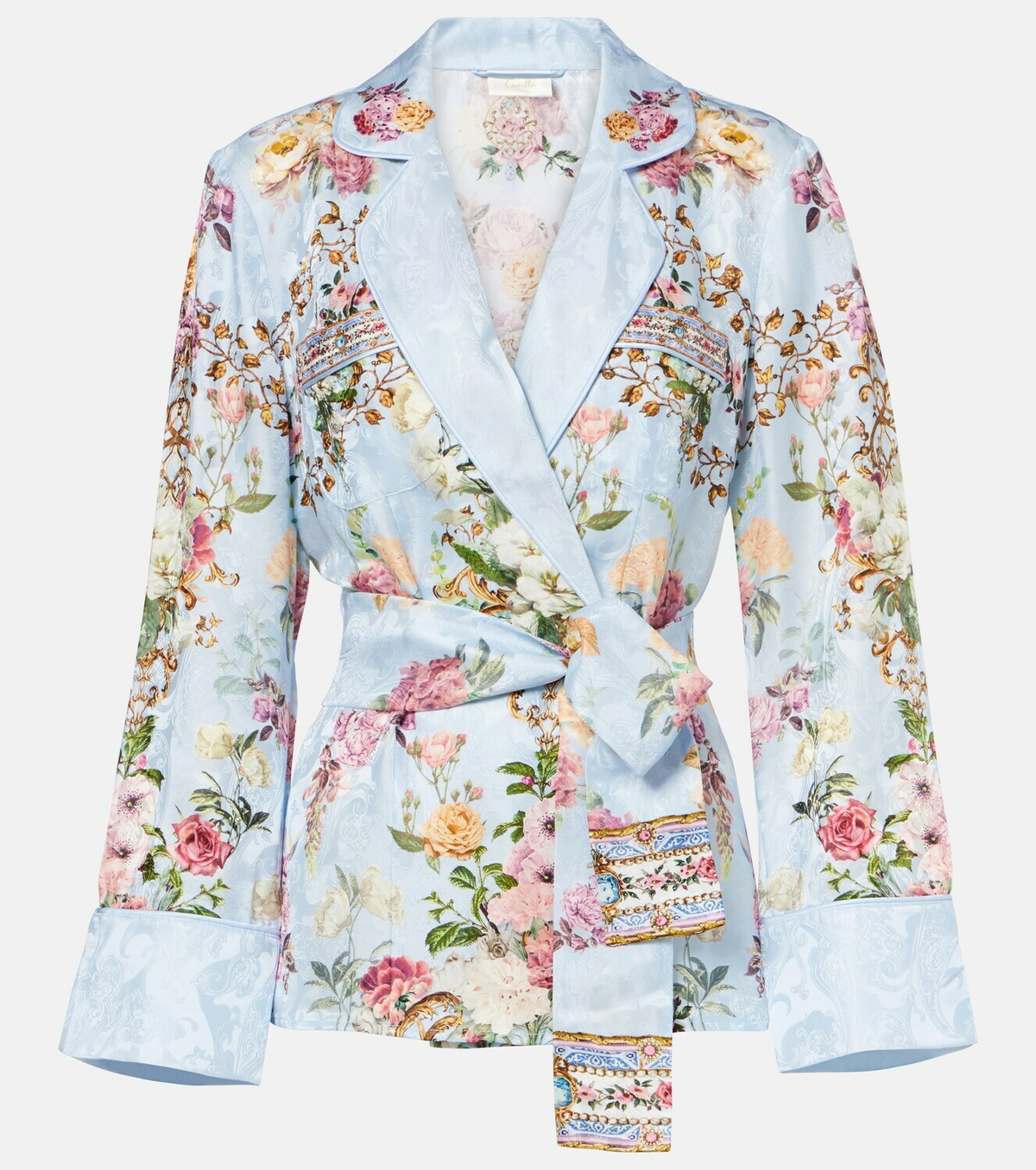 Camilla Tiled In Time belted floral jacket