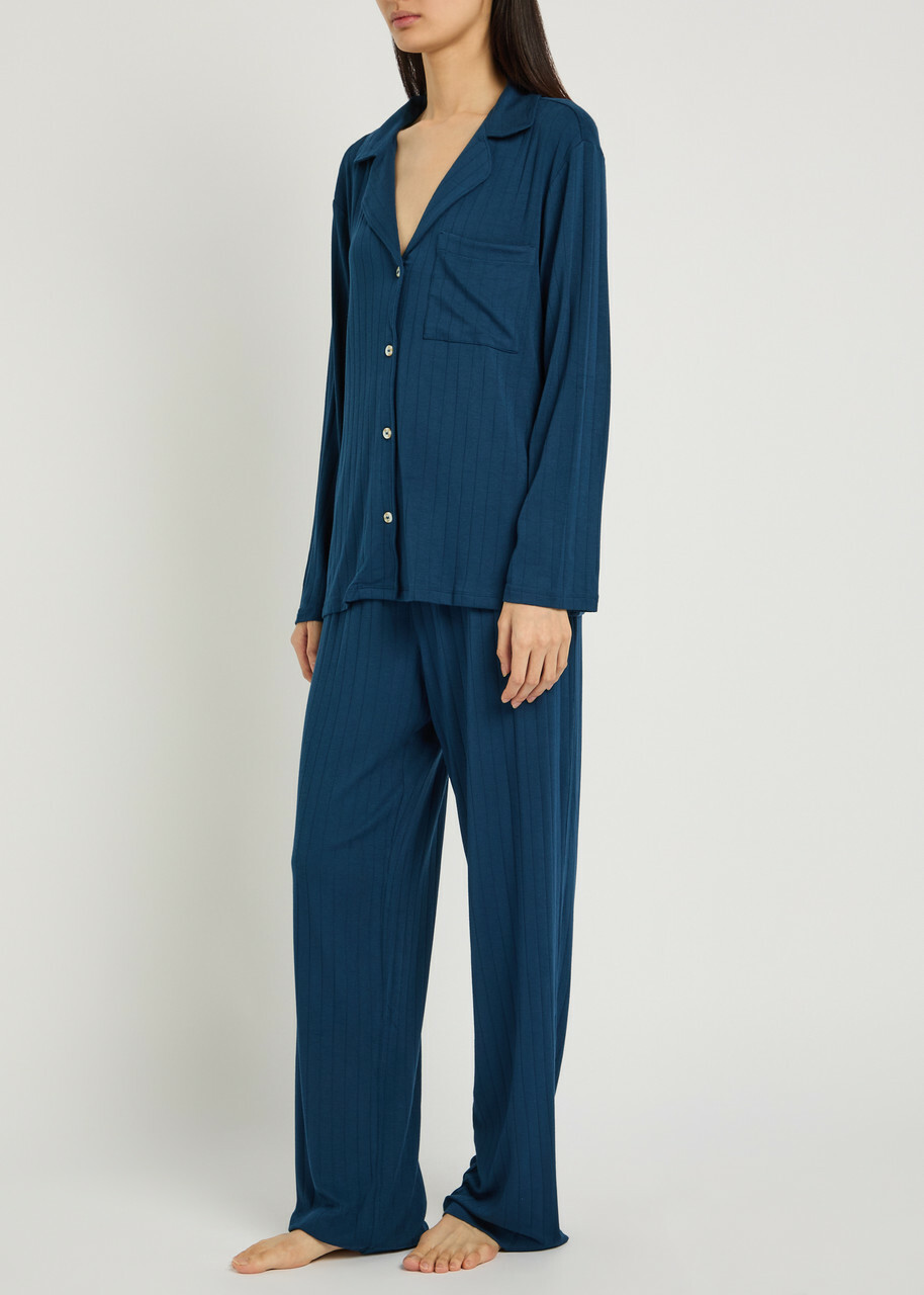 Eberjey Gisele Ribbed Jersey Pyjama set Navy