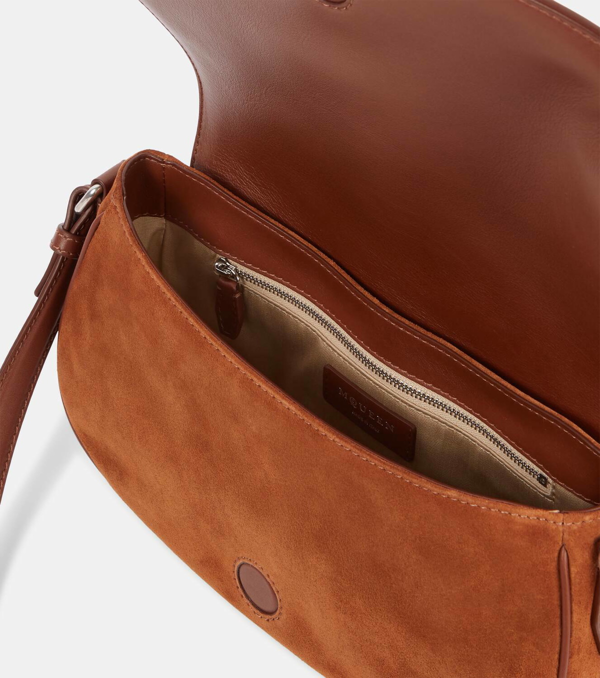 Alexander McQueen T-Bar Small suede shoulder bag
