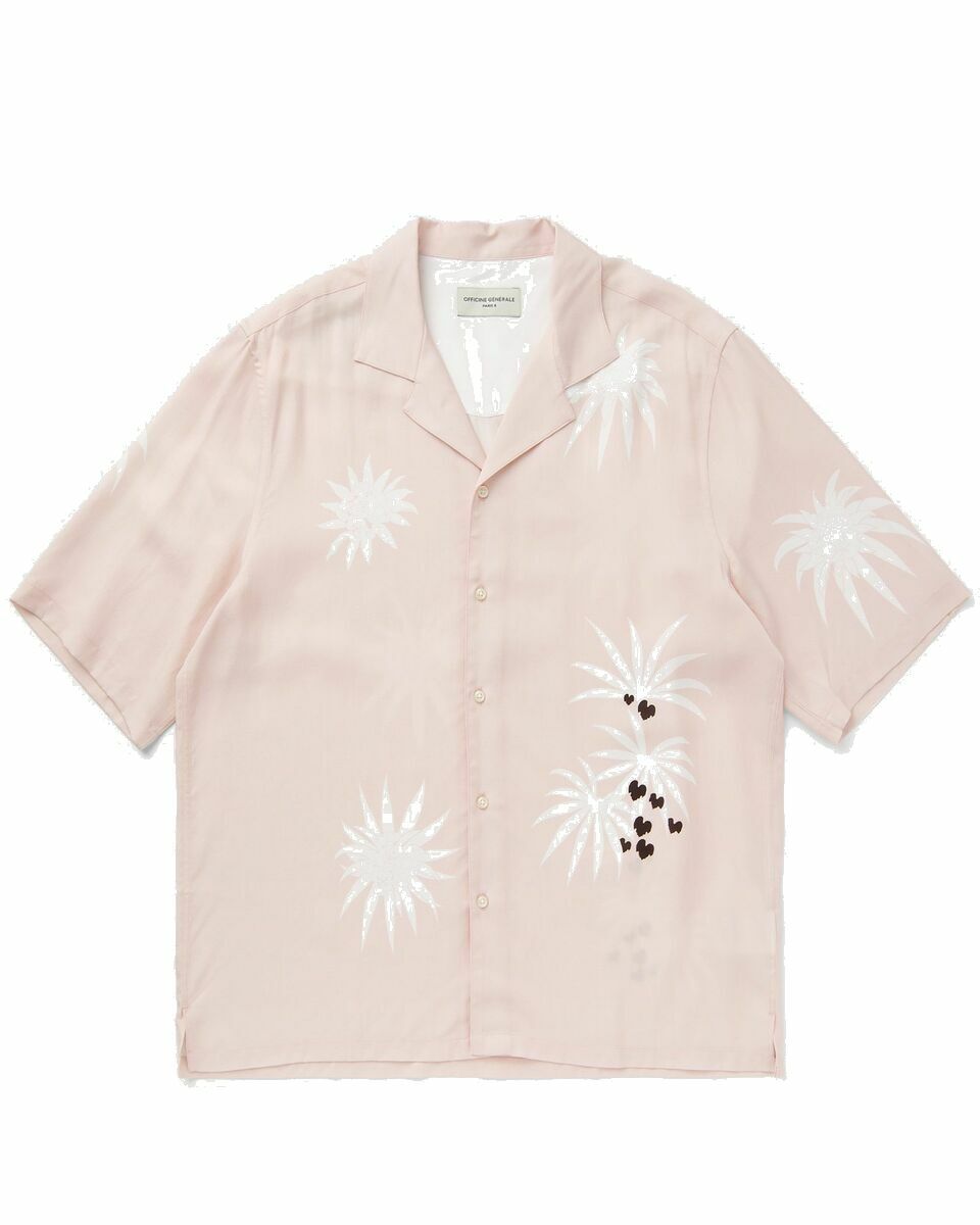 Photo: Officine Générale Eren Ss Cly Palm Tree Print Pink - Mens - Shortsleeves