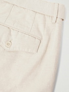 Incotex - Straight-Leg Belted Cotton and Linen-Blend Trousers - Neutrals