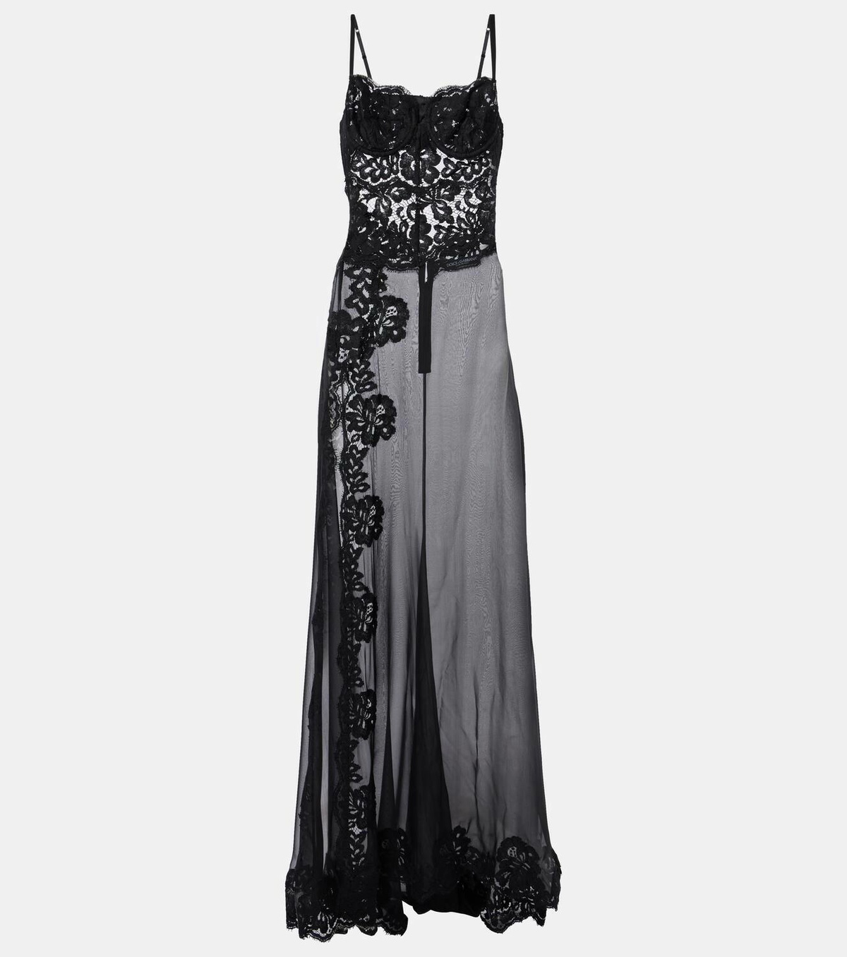Dolce&Gabbana Silk-blend chiffon and lace corset dress