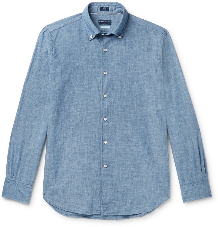 Photo: Peter Millar - Button-Down Collar Cotton-Chambray Shirt - Blue