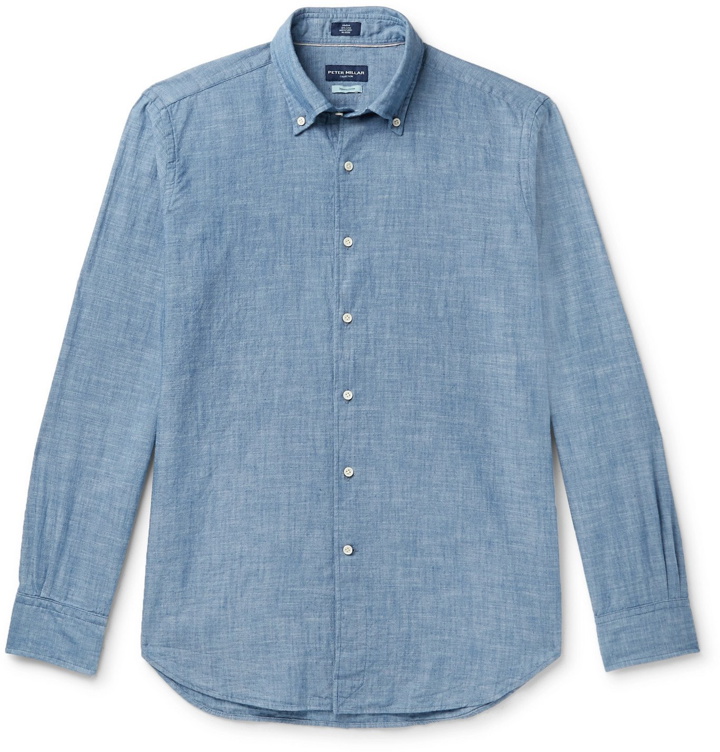 Photo: Peter Millar - Button-Down Collar Cotton-Chambray Shirt - Blue