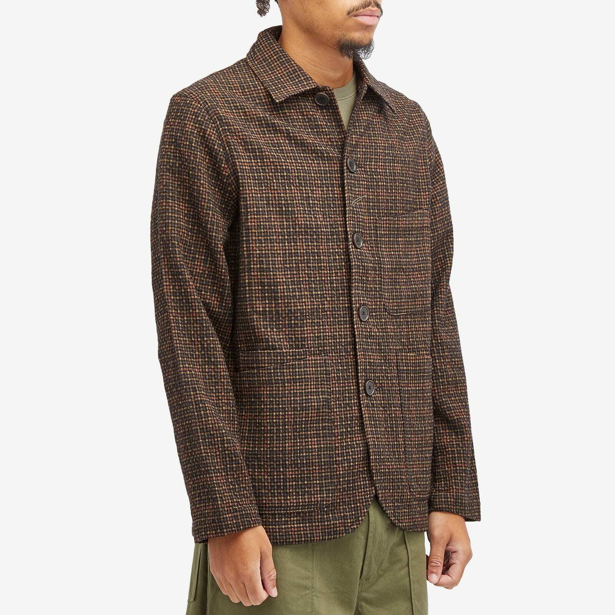Universal Works Men's Alburquerque Check Bakers Jacket in Black