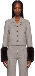 Staud Brown & White Regency Jacket