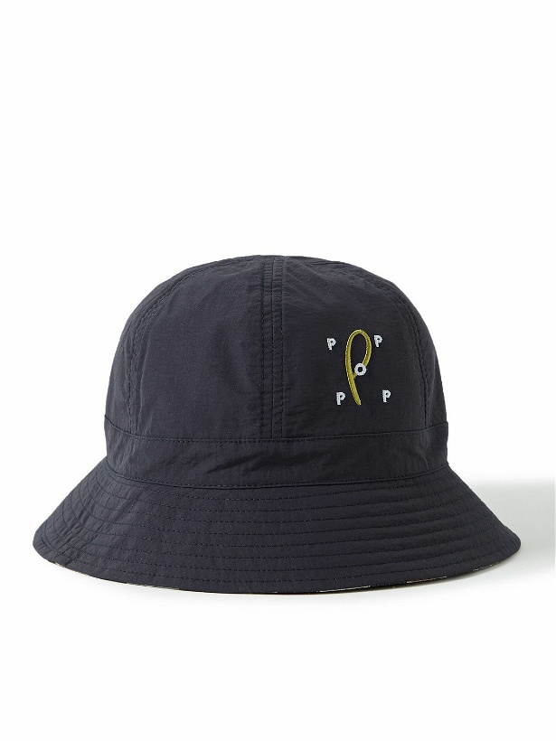 Photo: Pop Trading Company - Paul Smith Reversible Logo-Embroidered Recycled-Shell Bucket Hat - Black