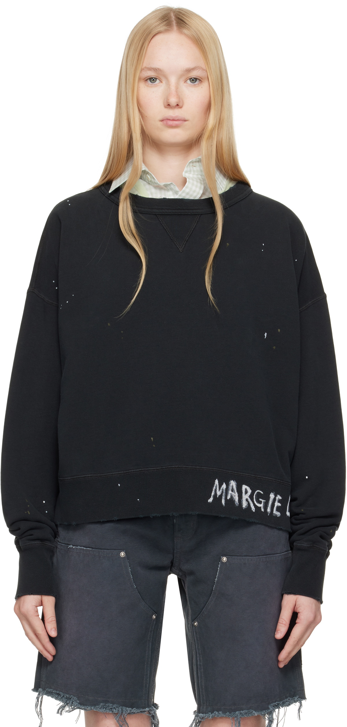 【関込・国内発送】Maison Margiela Black Graffiti sweatshirt Black Graffiti Logo Sweatshirt by Maison Margiela on Sale