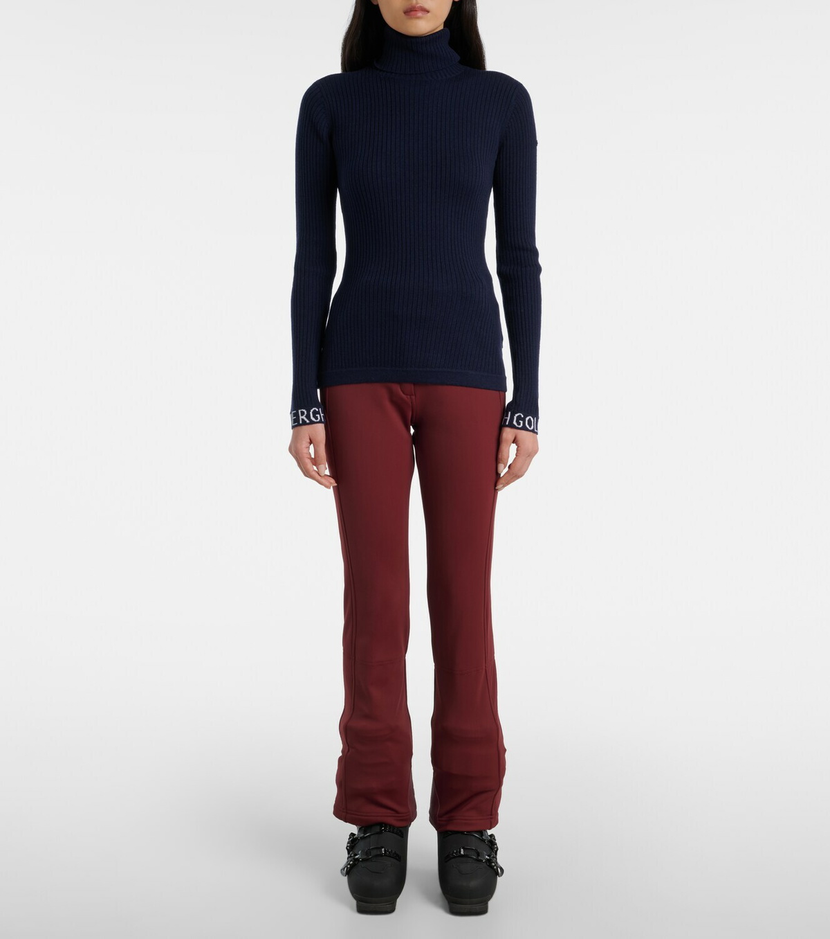 Goldbergh Mira ribbed-knit turtleneck ski top