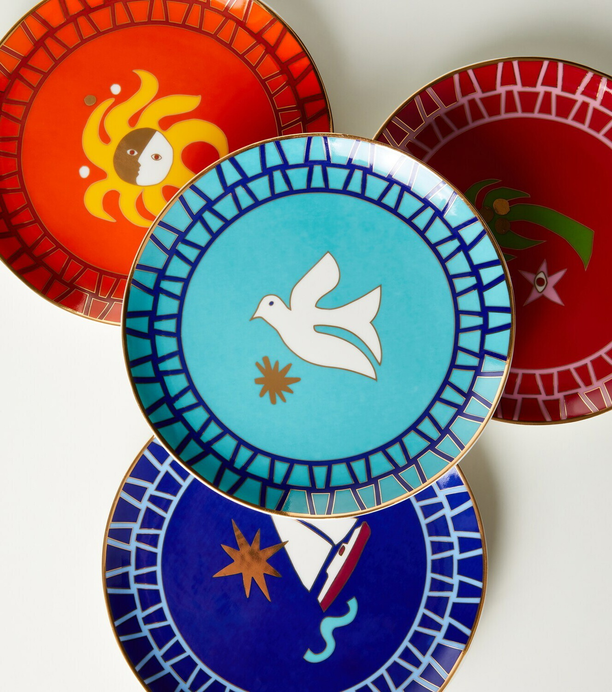 Jonathan Adler Playa set of 4 porcelain side plates