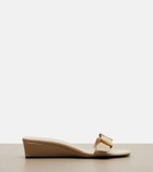 Khaite Manhattan leather wedge mules