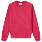 AMI Men's Tonal Heart Crew Sweat in Fuchsia