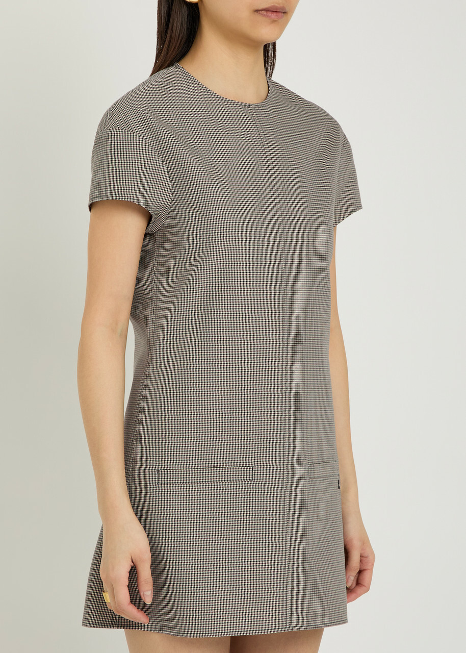 Courrèges Heritage Houndstooth Wool-blend Mini Dress Black