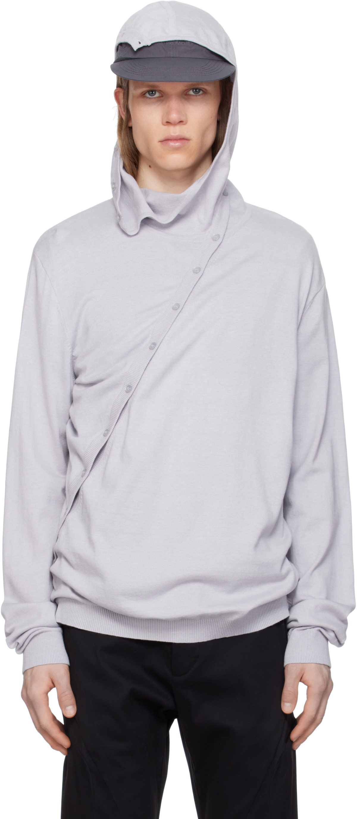 POST ARCHIVE FACTION (PAF) Gray 8.0 Knit Center Hoodie