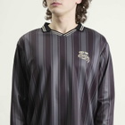 Karma8a Men's Stripe Long Sleeve Polo T-Shirt in Brown