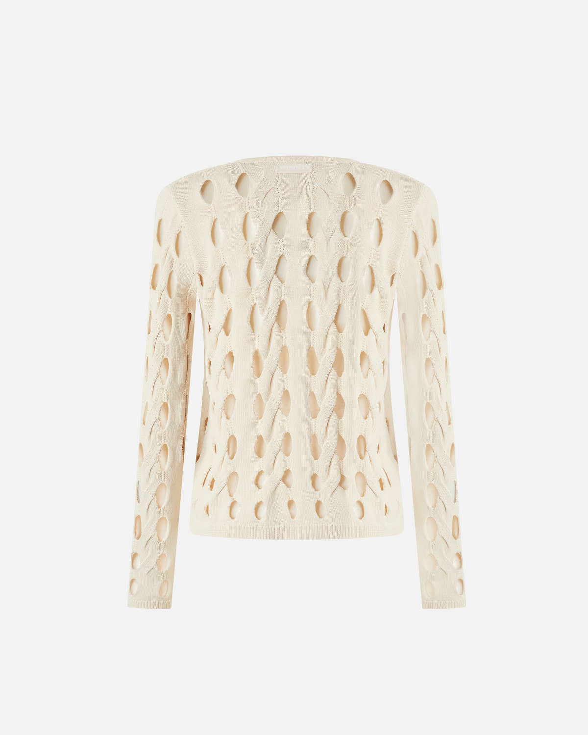 Pinko Short Cardigan In Perforated Knit Swan White