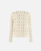 Pinko Short Cardigan In Perforated Knit Swan White