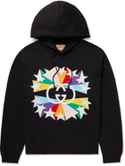 GUCCI - Logo-Print Cotton-Jersey Hoodie - Black