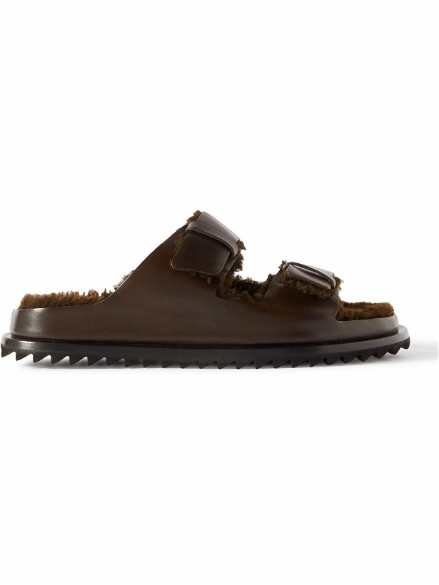 Photo: Officine Creative - Introspectus Faux Shearling-Lined Leather Sandals - Brown