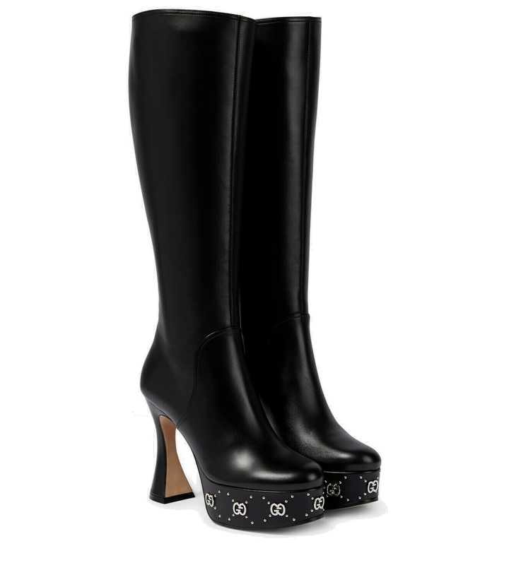 Photo: Gucci GG knee-high leather boots