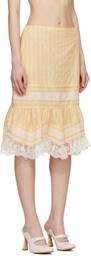 Anna Sui Yellow Ruffle Lace Midi Skirt