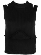AISLING CAMPS Black Steph Cut-Out Knit Vest