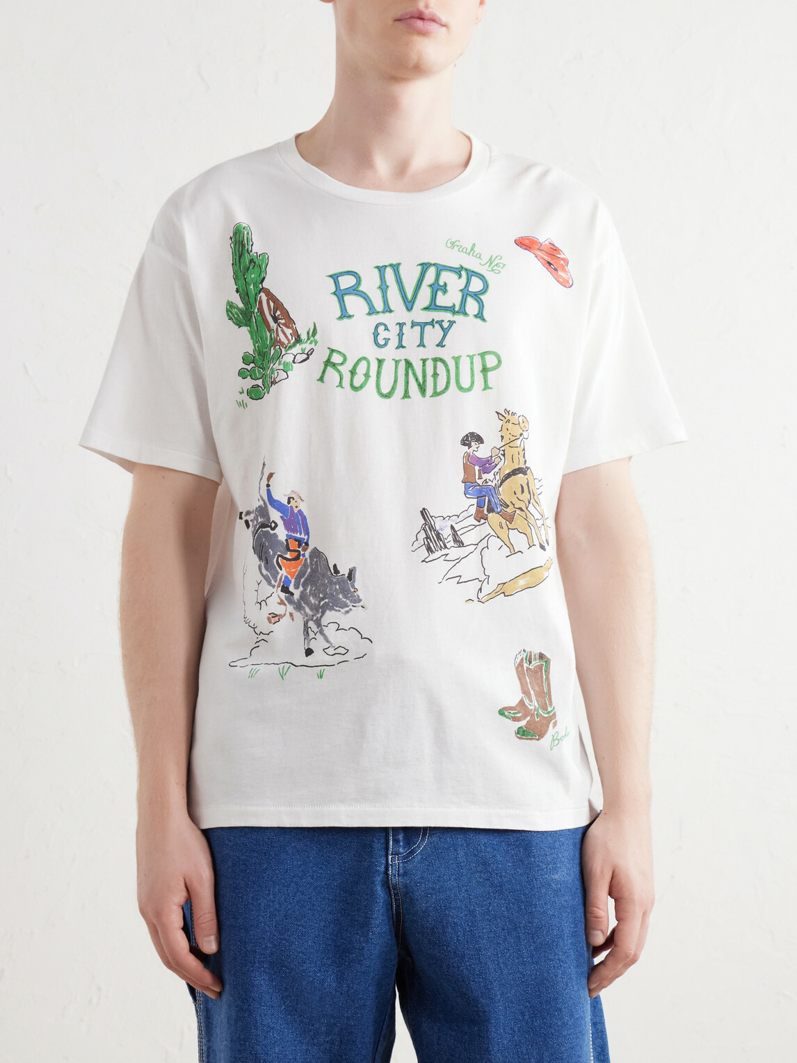 BODE - River City Printed Cotton-Jersey T-Shirt - Neutrals