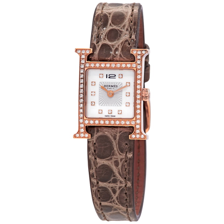 Photo: Hermes Quartz Diamond Silver Dial Ladies Watch 041670WW00